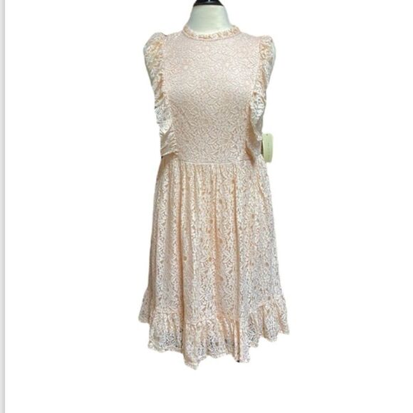 Doe & Rae Peach Lace Sleeveless Dress NWT - Picture 1 of 7